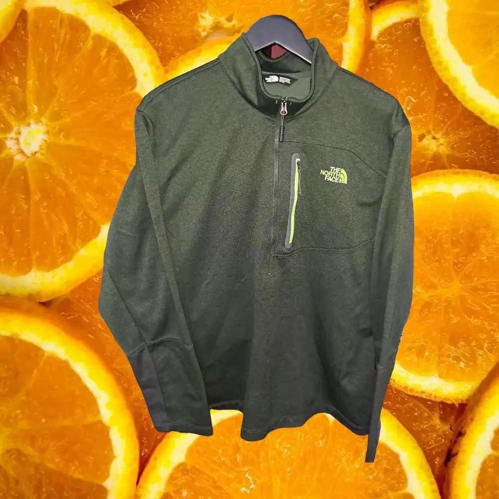 The North Face 1/2 Zip Dark Green and‎ Gray Sweatshirt Size XL